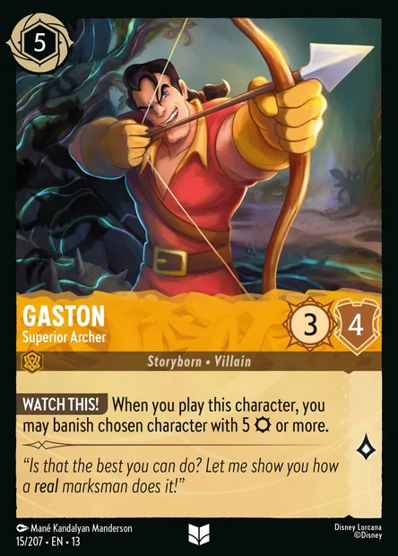 Gaston - Superior Archer, Disney Lorcana card CH13-015 — Attack of the Vine! set