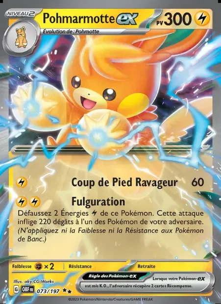 Pohmarmotte-ex, carte Pokémon OBF 073 — extension Flammes Obsidiennes