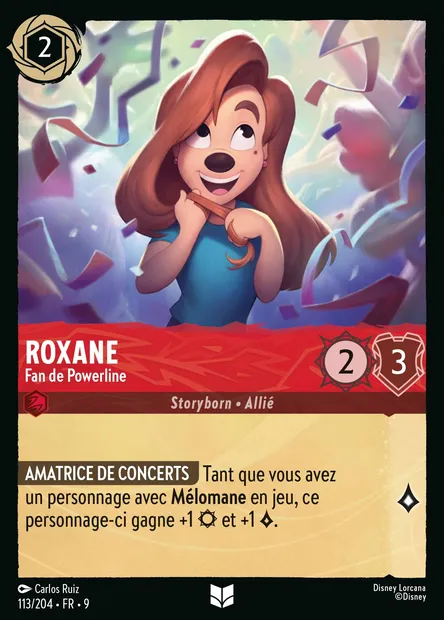 Roxane - Fan de Powerline, carte Disney Lorcana CH9-113 — extension Fabuleux