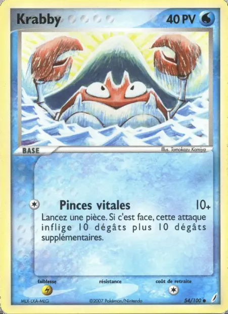 Krabby, carte Pokémon CG 54 — extension EX Gardiens de Cristal