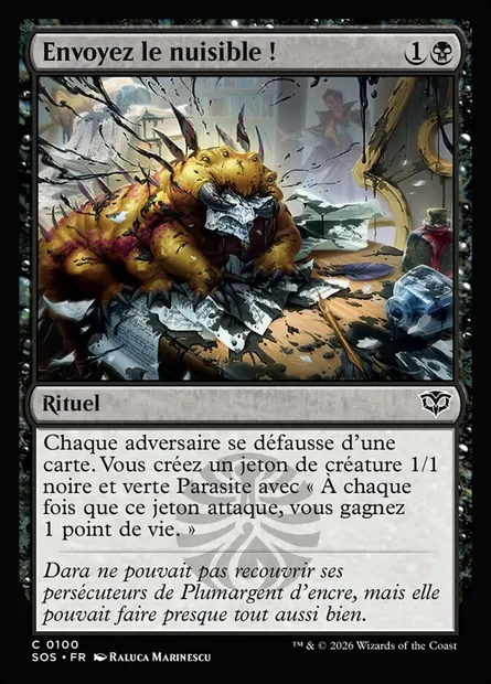 Envoyez le nuisible !, carte Magic SOS 100 — extension Secrets of Strixhaven