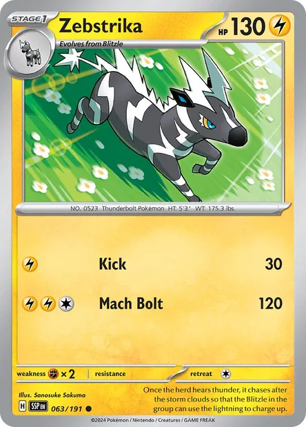 Zebstrika, Pokémon card SSP 063 — Surging Sparks set