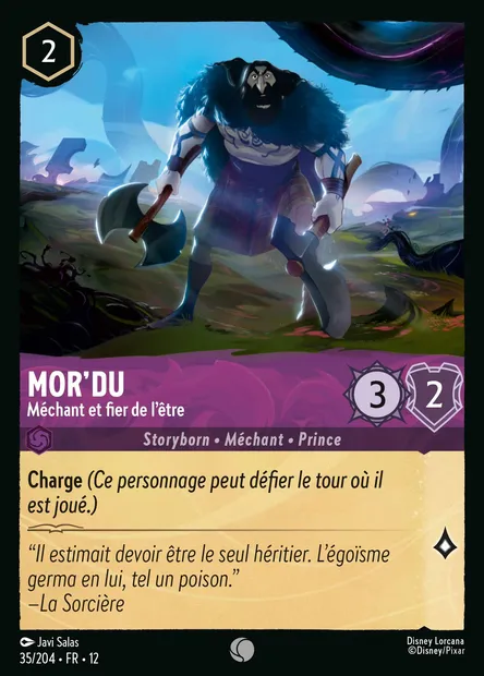 Mor'du - Méchant et fier de l'être, carte Disney Lorcana CH12-035 — extension Contrées Inconnues