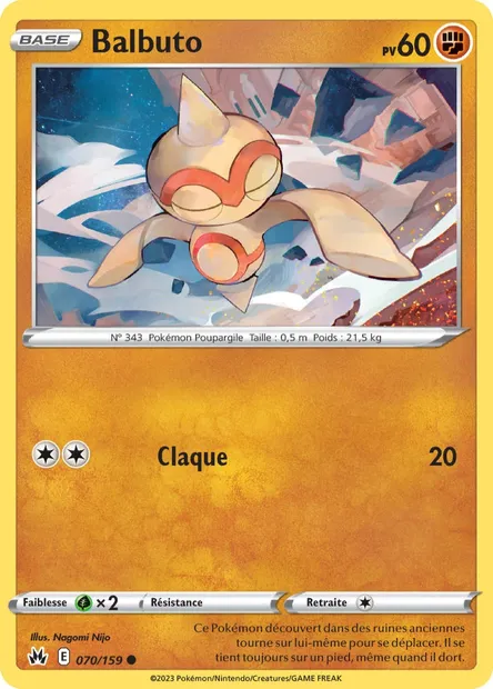 Balbuto, carte Pokémon CRZ 070 — extension Zénith Suprême