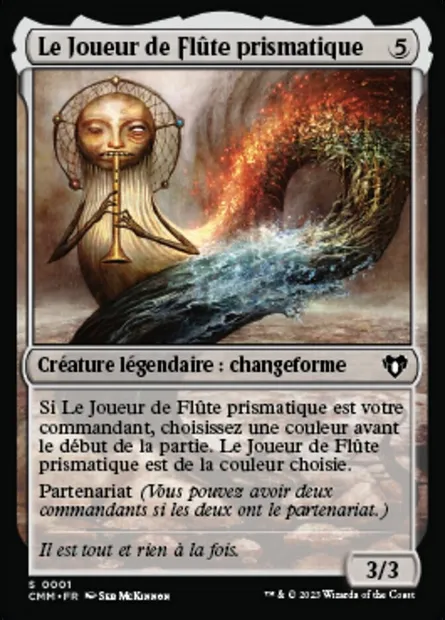 Le Joueur de Flûte prismatique, carte Magic CMM 1 — extension Commander Masters