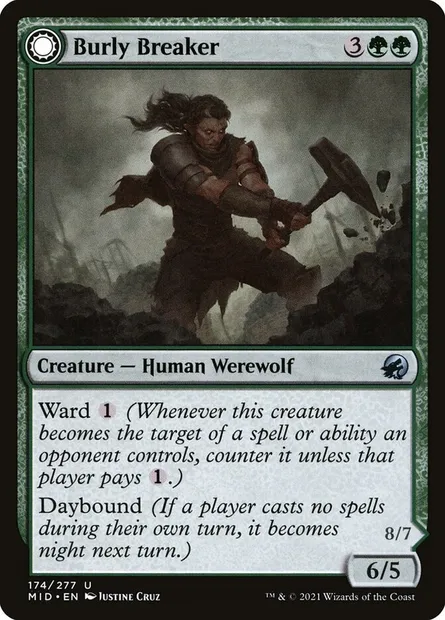 Burly Breaker // Dire-Strain Demolisher, Magic card MID 174 — Innistrad: Midnight Hunt set