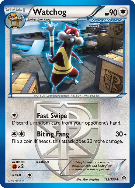 Watchog, Pokémon card PLS 112 — Plasma Storm set
