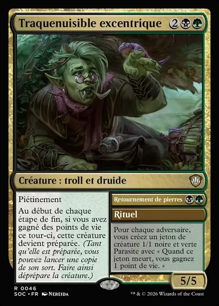 Traquenuisible excentrique // Turn Stones, carte Magic SOC 46 — extension Secrets of Strixhaven Commander
