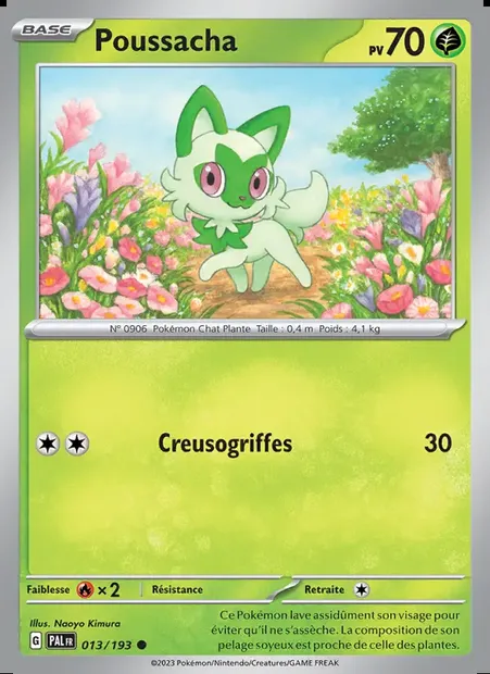 Poussacha, carte Pokémon PAL 013 — extension Évolutions à Paldea