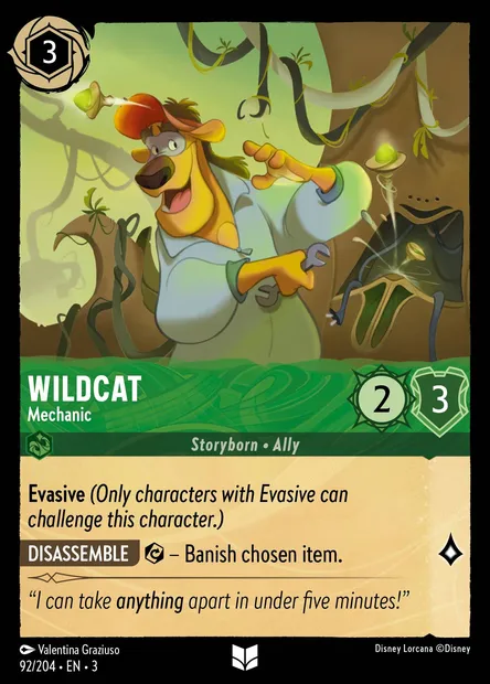 Wildcat - Mechanic, Disney Lorcana card CH3-092 — Into the Inklands set