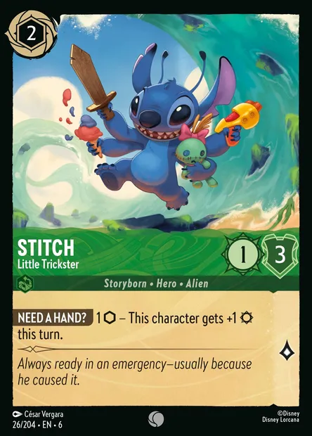 Stitch - Little Trickster, Disney Lorcana card CH6-026 — Azurite Sea set
