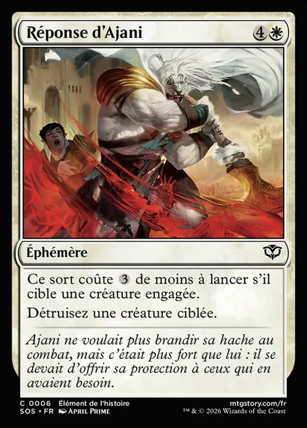Réponse d'Ajani, carte Magic SOS 6 — extension Secrets of Strixhaven
