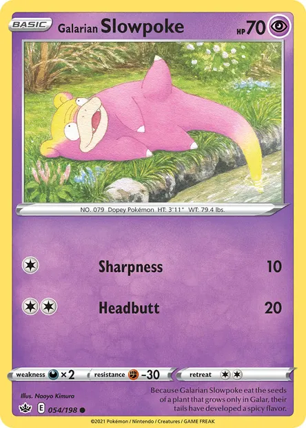 Galarian Slowpoke, Pokémon card CRE 54 — Chilling Reign set