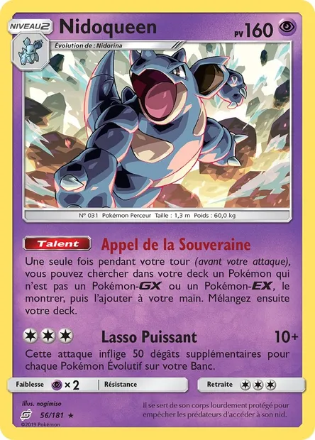 Nidoqueen, carte Pokémon TEU 56 — extension Duo de Choc