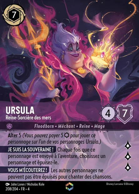 Ursula - Reine-Sorcière des mers, carte Disney Lorcana CH4-208 — extension Le Retour d'Ursula
