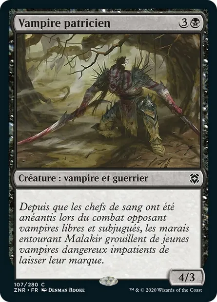 Vampire patricien, carte Magic ZNR 107 — extension Renaissance de Zendikar