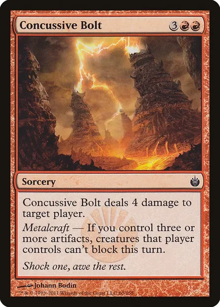 Concussive Bolt, Magic card MBS 60 — Mirrodin Besieged set