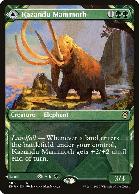 Kazandu Mammoth // Kazandu Valley, Magic card ZNR 305 — Zendikar Rising set