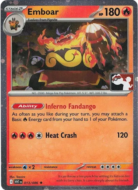 Emboar, Pokémon card PPS 013h — Play! Pokémon Prize Pack Series set