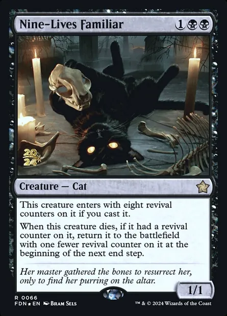 Nine-Lives Familiar, Magic card PFDN 66s — Foundations Promos set