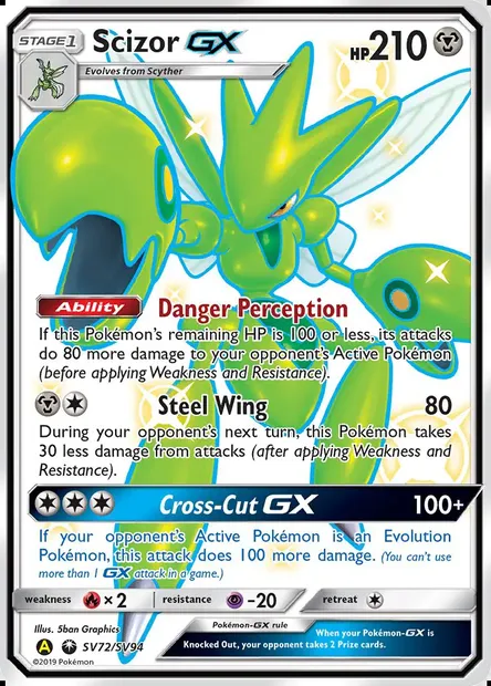 Scizor-GX, Pokémon card SMA SV72 — Hidden Fates Shiny Vault set