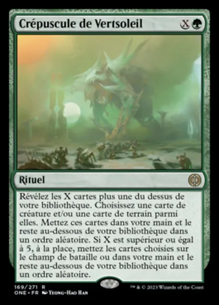 Crépuscule de Vertsoleil, carte Magic ONE 169 — extension Tous Phyrexians