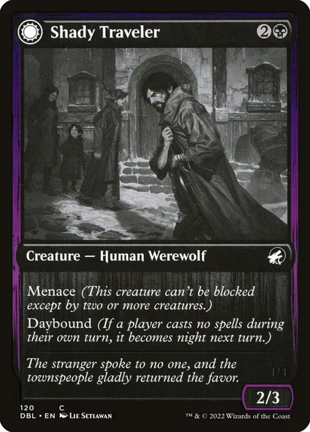 Shady Traveler // Stalking Predator, Magic card DBL 120 — Innistrad: Double Feature set