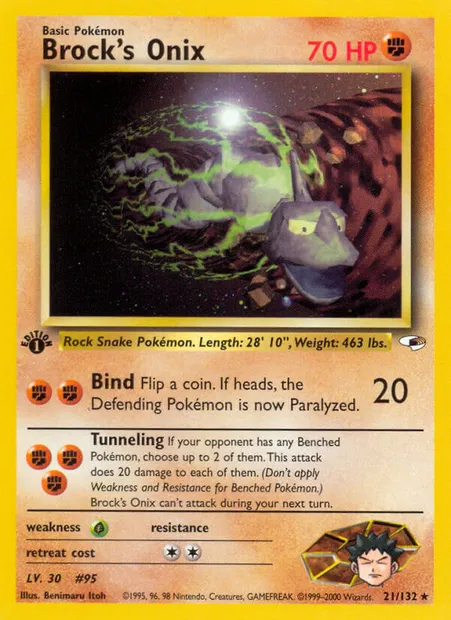 Brock's Onix, carte Pokémon GH 21 — extension Gym Heroes