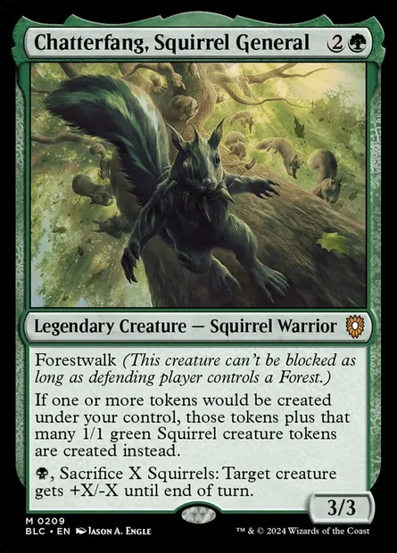 Chatterfang, Squirrel General, Magic card BLC 209 — Bloomburrow Commander set