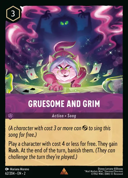 Gruesome and Grim, Disney Lorcana card CH2-062 — Rise of the Floodborn set