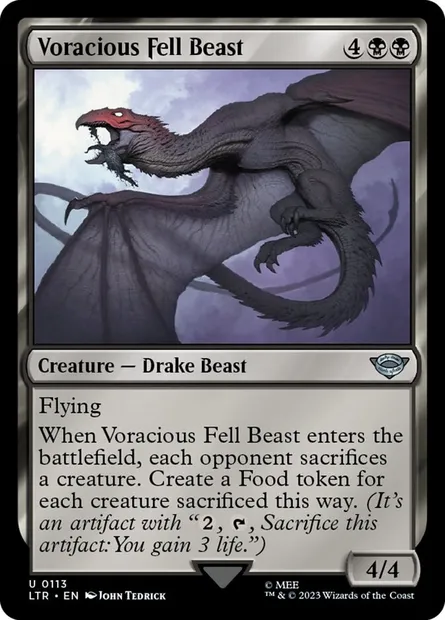 Voracious Fell Beast, Magic card LTR 113 — The Lord of the Rings: Tales of Middle-earth set