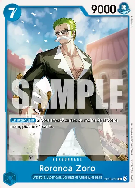 Roronoa Zoro, carte One Piece OP16-053 — extension L'HEURE DE LA BATAILLE DÉCISIVE