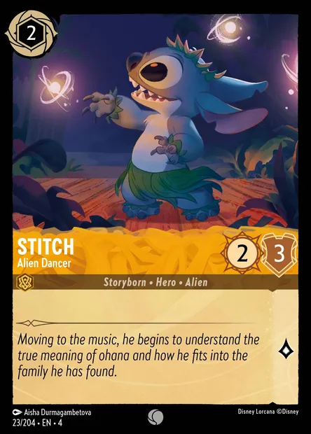 Stitch - Alien Dancer, Disney Lorcana card CH4-023 — Ursula's Return set