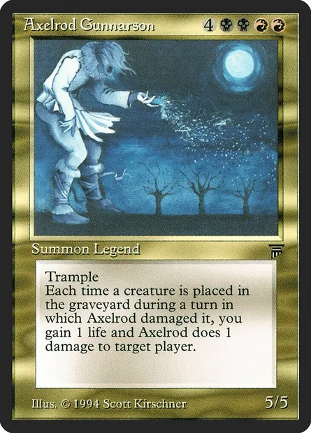 Axelrod Gunnarson, carte Magic LEG 219 — extension Legends