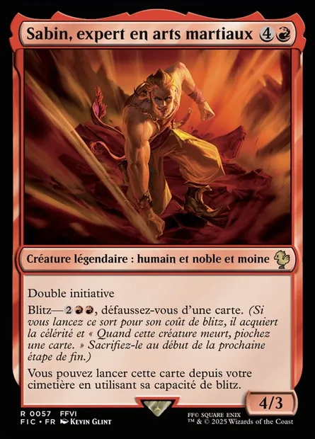 Sabin, expert en arts martiaux, carte Magic FIC 57 — extension Final Fantasy Commander