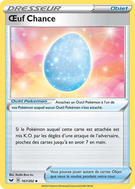 Œuf Chance, carte Pokémon SSH 167 — extension Épée et Bouclier