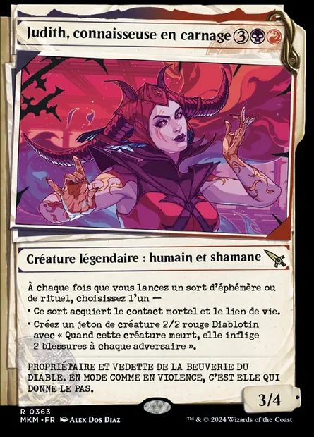Judith, connaisseuse en carnage, carte Magic MKM 363 — extension Murders at Karlov Manor