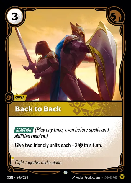 Back to Back, Riftbound card OGN 206 — Origins set