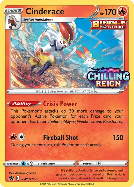 Cinderace, Pokémon card SWSH 112 — SWSH Black Star Promos set