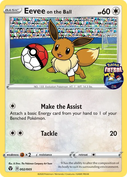 Eevee on the Ball, Pokémon card FUT20 2 — Pokémon Futsal 2020 set