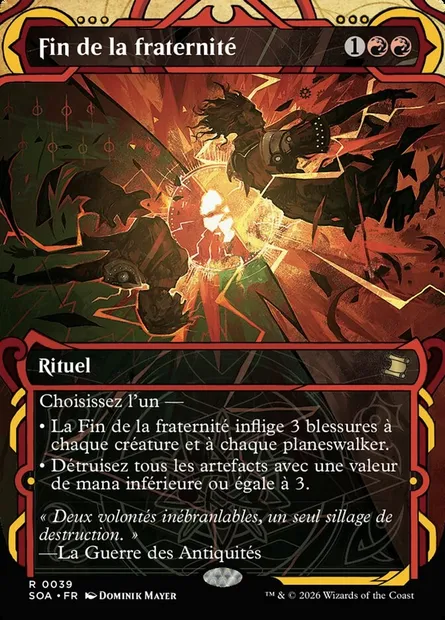 Fin de la fraternité, carte Magic SOA 39 — extension Secrets of Strixhaven Mystical Archive