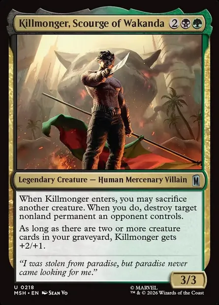 Killmonger, Scourge of Wakanda, Magic card MSH 218 — Marvel Super Heroes set