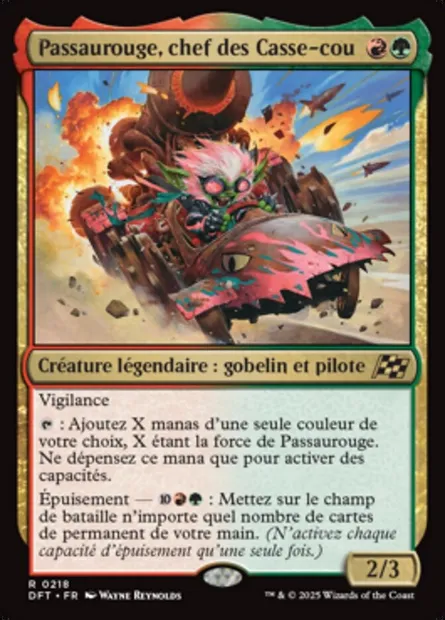 Passaurouge, chef des Casse-cou, carte Magic DFT 218 — extension Aetherdrift