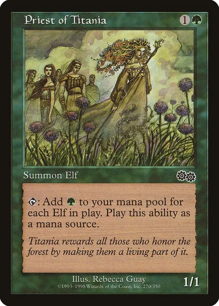 Priest of Titania, Magic card USG 270 — Urza's Saga set