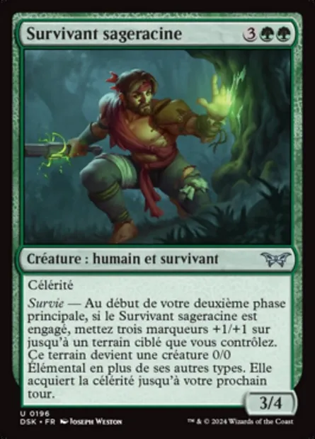 Survivant sageracine, carte Magic DSK 196 — extension Duskmourn: House of Horror