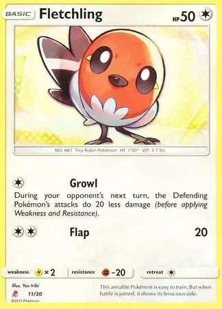 Fletchling, Pokémon card TK10L 011 — Sun & Moon Trainer Kit: Lycanroc & Alolan Raichu (Lycanroc) set