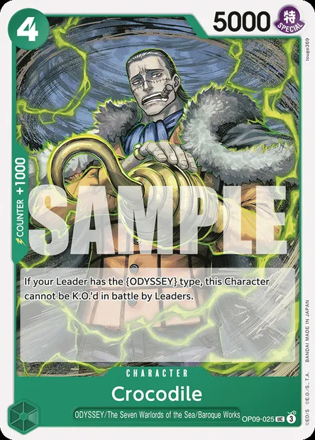 Crocodile, One Piece card OP09-025 — EMPERORS IN THE NEW WORLD set