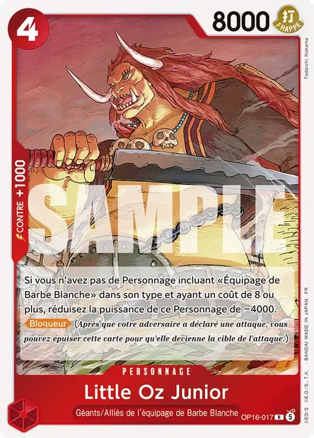 Little Oz Junior, carte One Piece OP16-017 — extension L'HEURE DE LA BATAILLE DÉCISIVE