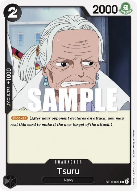 Tsuru, One Piece card ST06-007 — Absolute Justice set