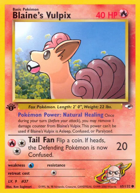 Blaine's Vulpix, Pokémon card GH 65 — Gym Heroes set
